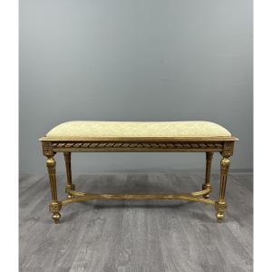 Antique Louis XVI Style Giltwood Bench, 19th Century