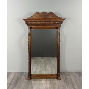 Large Carved Wooden Mirror, Late 19th Century