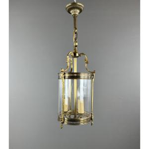 Louis XVI Style Lantern In Bronze And Glass, 20th Century
