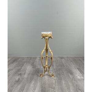 Standing Ashtray In Gilt Bronze And Crystal, 20th Century