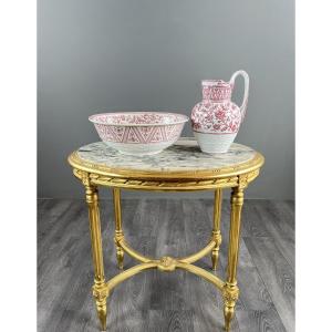 Sarreguemines Earthenware Toilet Set, Oriental Pattern, 19th Century