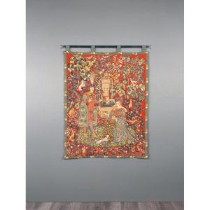 Medieval-style Wall Tapestry, Courtly Scene, 20th Century