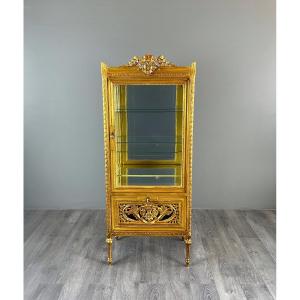 Carved And Gilded Wood Display Case, Louis XVI Style, 20th Century