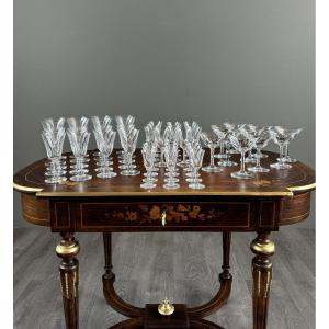 Set Of 54 Saint Louis Crystal Glasses, Cerdagne Model, 20th Century