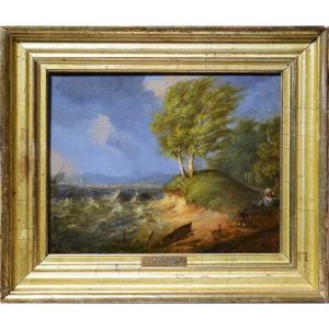 British Seascape Storm On Coast 19th Century Oil Painting By David Cox