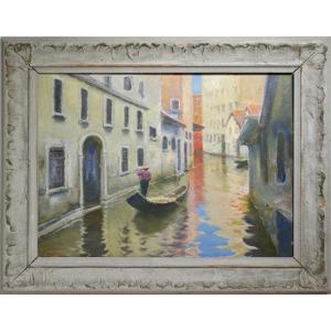 Russian Modernist сityscape Venetian Motive Early 20th Century Oil Painting