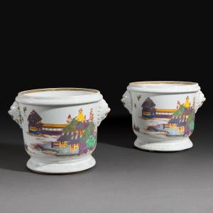 Samson - Pair Of ‘'kakiemon’' Porcelain Bottle Buckets Imitating St Cloud