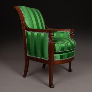 Paris, Consulate And Empire Periods - Mahogany Armchair, Return From Egypt - Prelle Silk