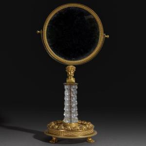 Paris, Circa 1820 - Table Mirror Or Full-length Mirror - Crystal And Gilt Bronze