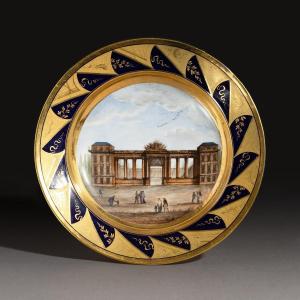 Darte Frères - Table Plate With Topographical Decoration, Consulate And Empire Periods