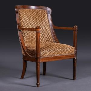 Jacob Desmalter - Mahogany ‘office’ Gondola Chair - Delivered To The Msse De Montcalm 