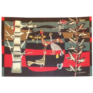 René Fumeron - Composition With Birds - Aubusson Tapestry