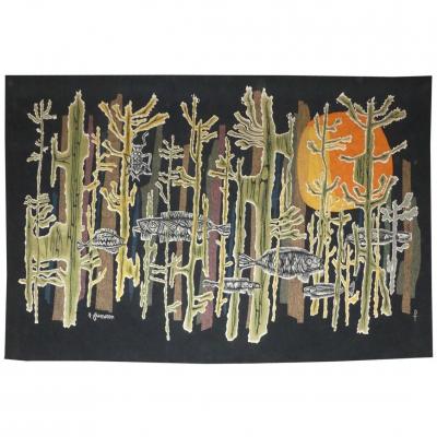 René Fumeron - Soleil De Corail - Aubusson Tapestry