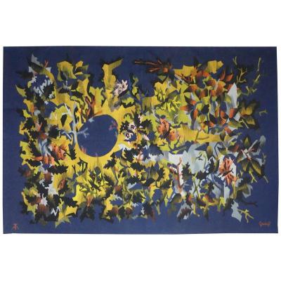 Elie Grekoff - Blue Landscape With Butterflies - Aubusson Tapestry