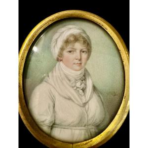 19th Century English School: Miniature Of A Lady