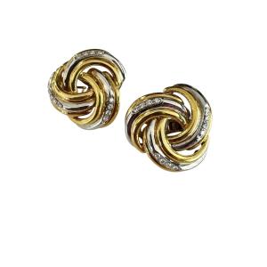 Pair Of Gold And Diamond Earrings Circa 1950