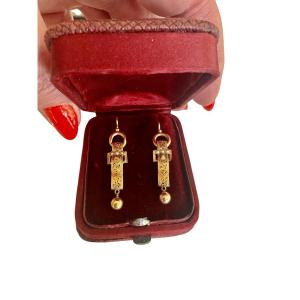 Gold And Pearl Drop Earrings From The Napoleon III Period