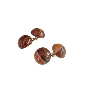 Pair Of Gold And Agate Cufflinks