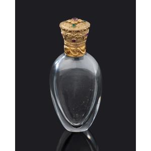 Rock Crystal, Gold And Precious Stone Scent Bottle