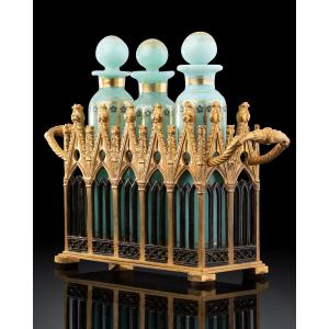 Opaline And Gilt Bronze  Carmelite Melissa Water Bottle Cellar