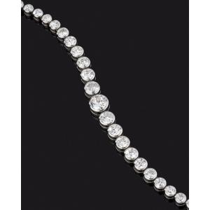 White Gold Rivière Bracelet Set With Old-cut Diamonds