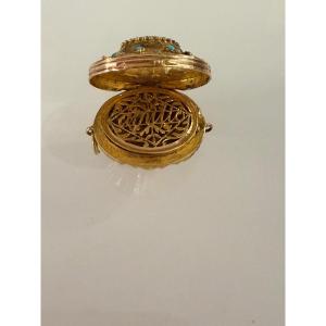Gold And Turquoise Vinaigrette Perfume Box From The Charles X Period