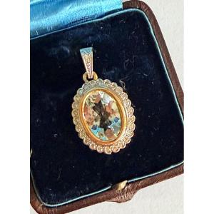 Gold, Aquamarine And Diamond Pendant