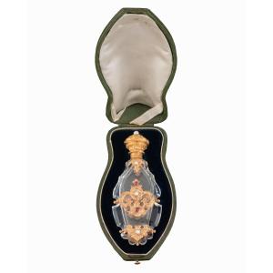 Mellerio Dits Meller: Salt Bottle In Crystal, Gold, Rubies And  Natural Pearls