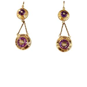 Pair Of Gold, Amethyst And Pearl Drop Earrings