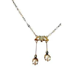 A Necklace Described As "negligee-like," Made Of Two-tone Gold And Adorned With Fine Pearls.