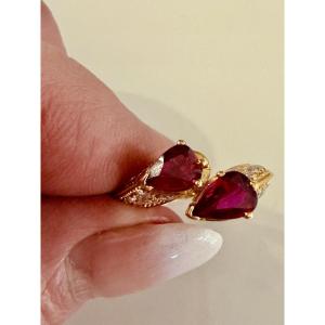 Ruby And Diamond "toi Et Moi" Ring