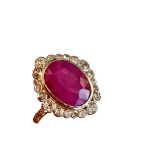 Antique Gold Ring Set With A Natural Burmese Ruby