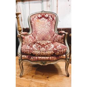 Louis XV Period Lacquered Wooden Bergère By Louis Cresson
