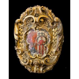 Painted And Gilded Coat Of Arms From The End Of The 17th Century