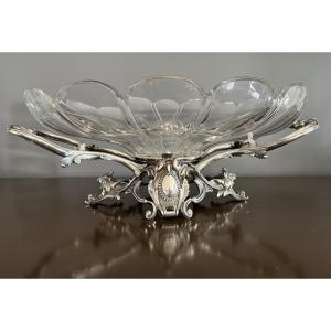 Baccarat, Table Center In Silver Bronze And Crystal Epoque Nineteenth