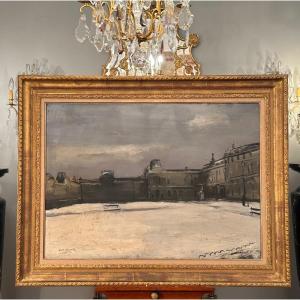 Jean Paul Brusset, Oil On Canvas View Of Paris (1909 - 1985)