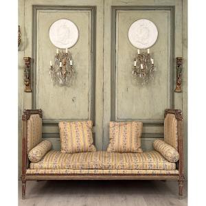 Lit De Repos Banquette En Bois Laqué d'Epoque Louis XVI Vers 1780