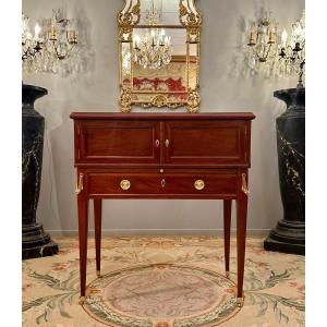 Pierre Garnier, Stamped Mahogany Cabinet From Louis XVI Period Circa 1770