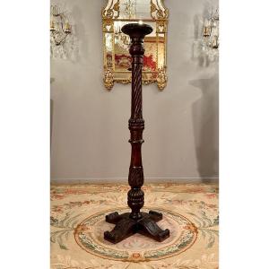 Pedestal Table Torchère Holder In Mahogany, 19th Century