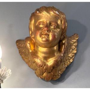 Cherub Putti In Golden Wood From The 18th Century