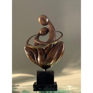 Ludmila Tchérina, Bronze Sculpture "europe A Coeur" Signed (1924 - 2004)