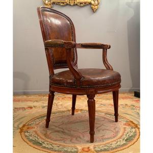 Louis XVI Period Mahogany Office Chair Circa 1780