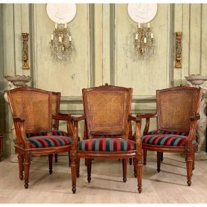 Louis XVI Period Molded Walnut Living Room Furniture, Circa 1780