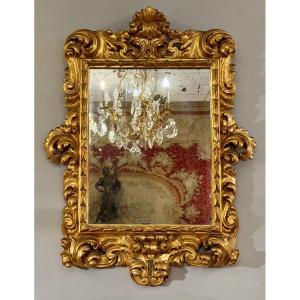 Carved And Gilded Wooden Mirror From The Louis XV Period, Circa 1750