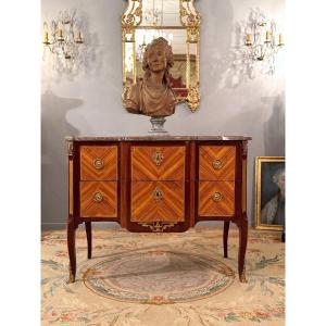 Transition Louis XV Louis XVI Marquetry Chest Of Drawers Circa 1760
