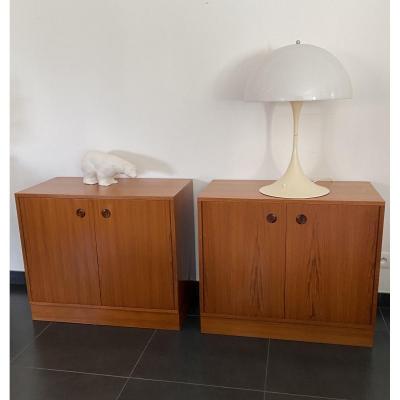 Pair Of Vintage Teak Sideboards Buffets Circa 1960
