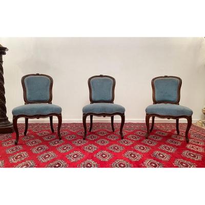 Suite Of 3 Louis XV Period Chairs Around 1730