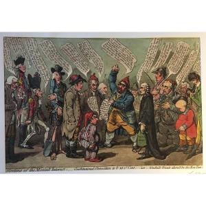 Enhanced Satirical Engraving "meeting Of Monied Interest: Constitutional ...." By James Gillray.