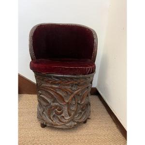 Armchair/seat Carved From A Tree Trunk, Local Craftsmanship From Southern Germany.