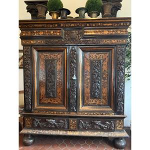 Imposing Dutch Marquetry Wardrobe From The 18th Century.